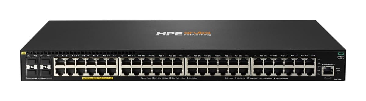 HPE Aruba Networking 2930F 48G PoE+ 4SFP+ 740W Switch — 48× Gigabit PoE+, 4× 10G SFP+ (JL558A)