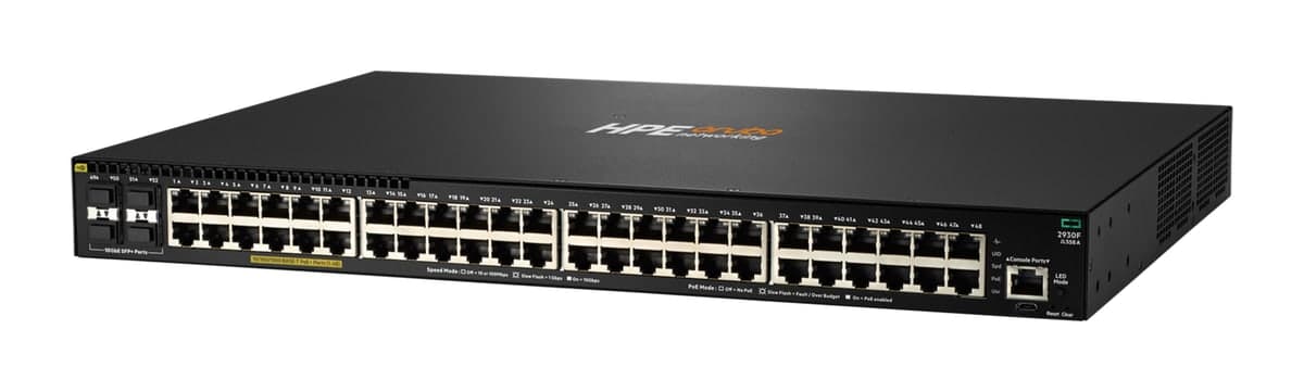 HPE Aruba Networking 2930F 48G PoE+ 4SFP+ 740W Switch — 48× Gigabit PoE+, 4× 10G SFP+ (JL558A)