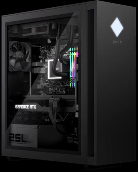HP OMEN 25L Gaming Desktop — Intel Core i7-12700F, 16GB DDR4, 1TB SSD + 1TB HDD, GeForce RTX 3060 12GB, FreeDOS (6V351EA#ABV)