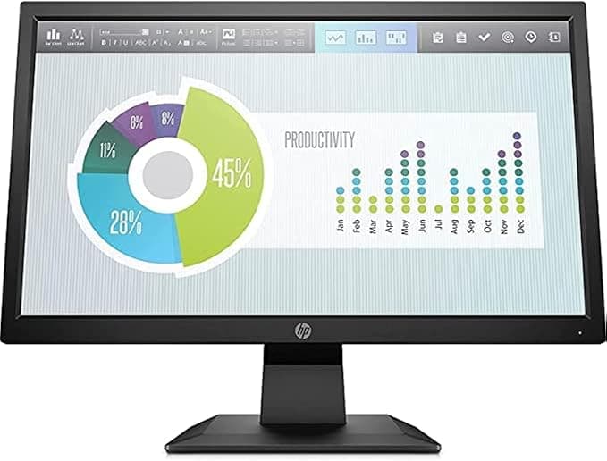HP P204v Monitor — 19.5" HD+ (1600×900) TN, HDMI + VGA