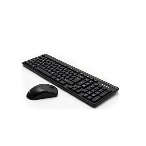 Lenovo 100 Wireless Keyboard & Mouse Combo — 2.4GHz Nano Receiver, Ambidextrous 1000 DPI Mouse, English, Black (GX30L66303)