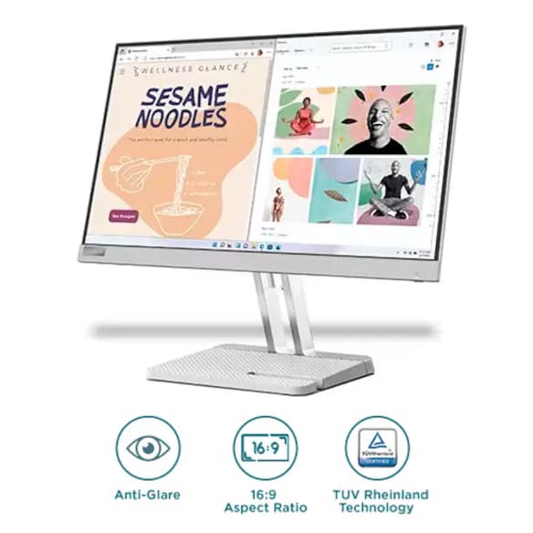 Lenovo L22e-40 Monitor — 21.5" FHD (1920×1080) VA, 75Hz, HDMI + VGA, Cloud Grey (67AFKACBAE)