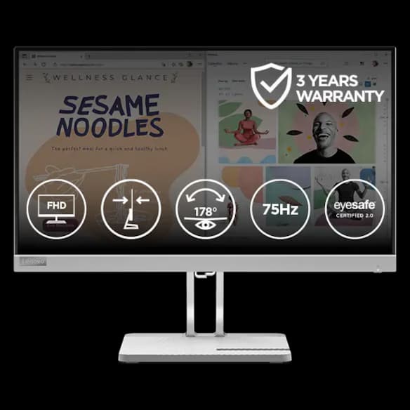Lenovo L22e-40 Monitor — 21.5" FHD (1920×1080) VA, 75Hz, HDMI + VGA, Cloud Grey (67AFKACBAE)