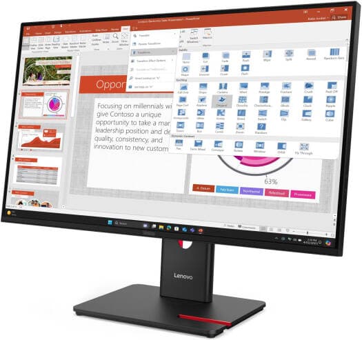 Lenovo ThinkVision T27-40 Monitor — 27" FHD (1920×1080) IPS, 120Hz, USB-C, USB hub, height-adjustable (64A5MAT6UK)