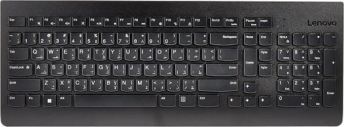 Lenovo Wireless Keyboard & Mouse Combo — 2.4GHz, Arabic/English, Black (5KM0U87785)