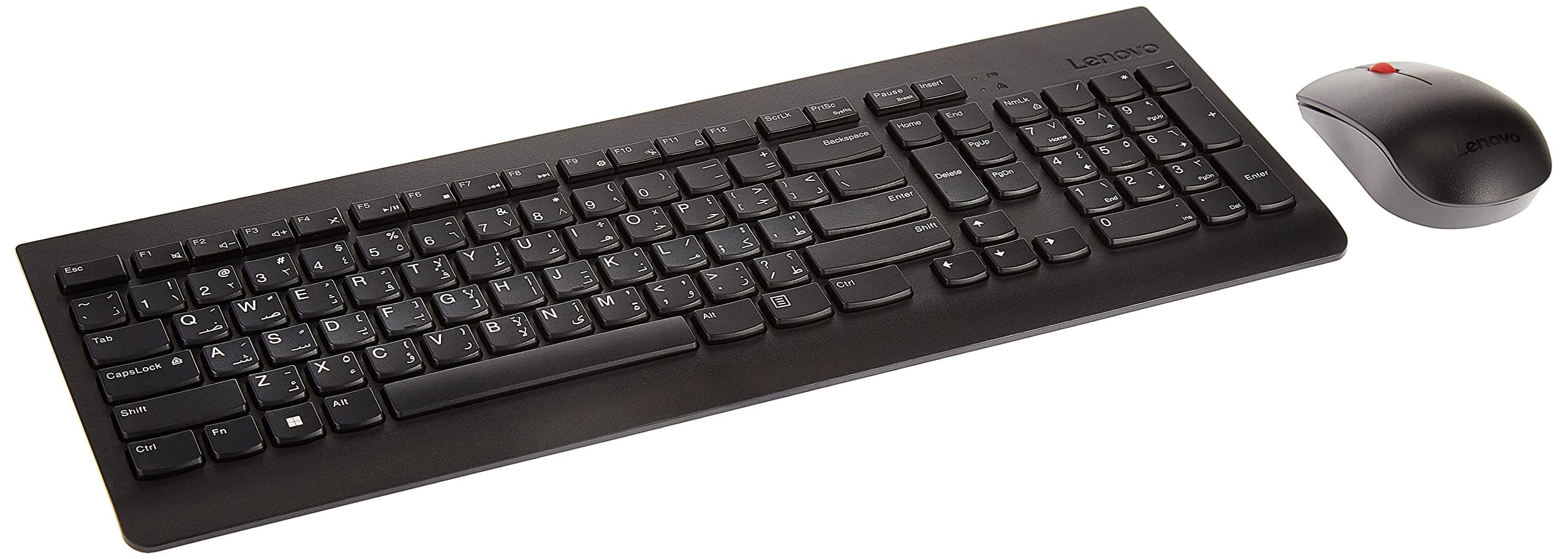 Lenovo Wireless Keyboard & Mouse Combo — 2.4GHz, Arabic/English, Black (5KM0U87785)