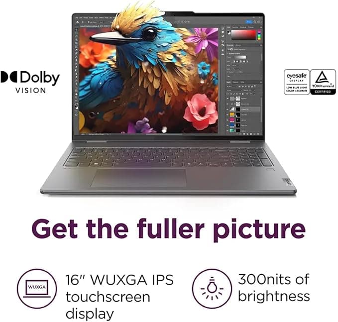Lenovo Yoga 7 2-in-1 16" — Core Ultra 7 256V, 16GB, 512GB SSD, 16" WUXGA Touch, Win 11 Pro, Luna Grey (83JT0047US)