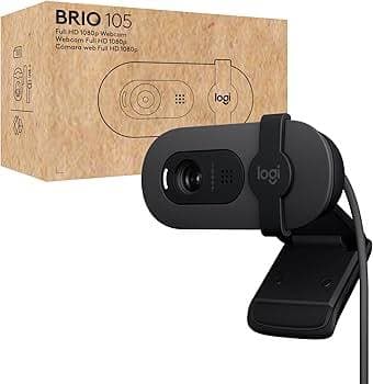 Logitech Brio 105 Business Webcam — Full HD 1080p, Auto Light Balance, Privacy Shutter (960-001592)
