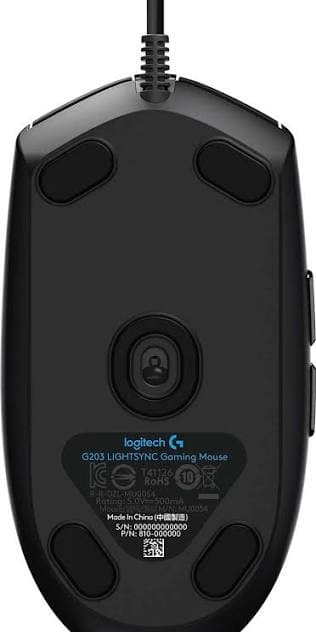 Logitech G203 Lightsync Gaming Mouse — Wired, 8000 DPI, 6 Buttons, RGB, Black (910-005796)
