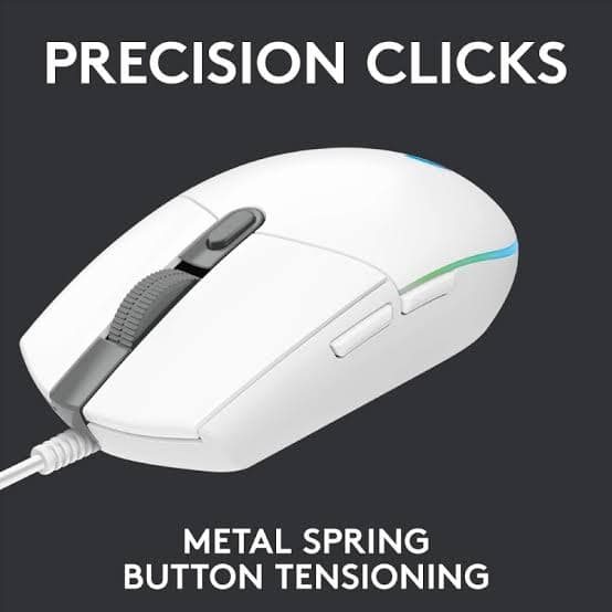 Logitech G203 Lightsync Gaming Mouse — Wired, 8000 DPI, 6 Buttons, RGB, White (910-005797)