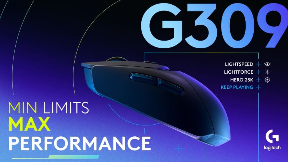 Logitech G309 Lightspeed Wireless Gaming Mouse — HERO 25K, LIGHTFORCE Switches, POWERPLAY (910-007200)