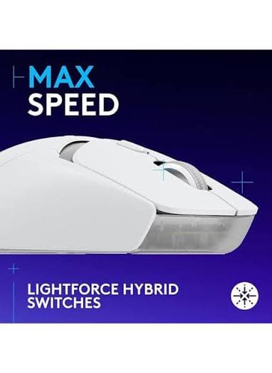 Logitech G309 Lightspeed Wireless Gaming Mouse — HERO 25K, LIGHTFORCE Switches, POWERPLAY, White (910-007208)