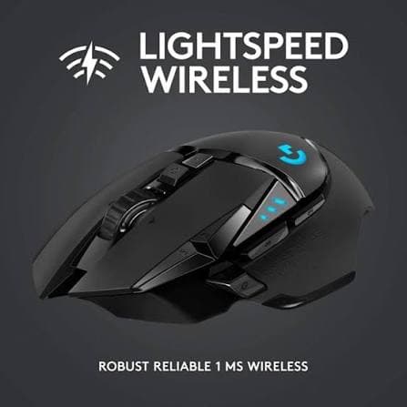 Logitech G502 Lightspeed Wireless Gaming Mouse — HERO 25K, 11 Buttons, Adjustable Weights, POWERPLAY (910-005568)