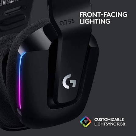 Logitech G733 Lightspeed Wireless Gaming Headset — 40mm Pro-G, DTS 7.1, Blue VO!CE, LIGHTSYNC RGB (981-000864)