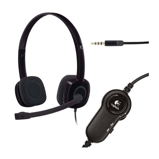 Logitech H151 Wired Stereo Headset — 3.5mm, Noise-cancelling Boom Mic, In-line Controls (981-000589)