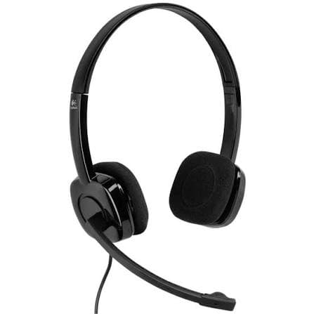 Logitech H151 Wired Stereo Headset — 3.5mm, Noise-cancelling Boom Mic, In-line Controls (981-000589)