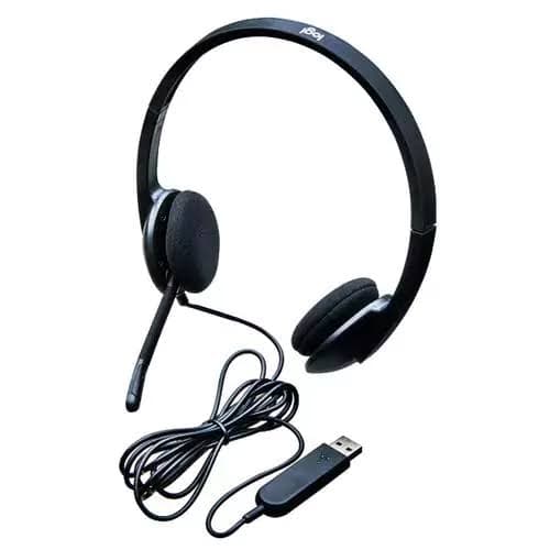 Logitech H340 USB Wired Stereo Headset — Noise-cancelling Mic, In-line Controls (981-000475)