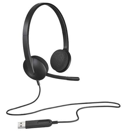 Logitech H340 USB Wired Stereo Headset — Noise-cancelling Mic, In-line Controls (981-000475)