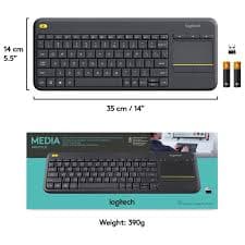Logitech K400 Wireless Touch Keyboard — 2.4GHz, Built-in Touchpad, 10m Range (920-007153)