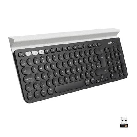 Logitech K780 Multi-Device Wireless Keyboard — Bluetooth/Unifying, Device Cradle, Quiet, Number Pad (920-010072)