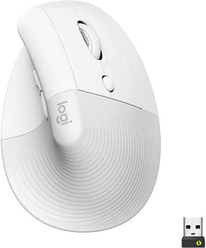 Logitech Lift Vertical Ergonomic Mouse — 57° Angle, Bluetooth/Bolt, 4000 DPI, Quiet, Off-White (910-006475)
