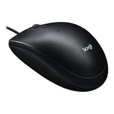 Logitech M100 Wired Mouse — 1000 DPI Optical, USB-A, Ambidextrous, Black (910-006652)