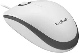 Logitech M100 Wired Mouse — 1000 DPI Optical, USB-A, Ambidextrous, White (910-006764)