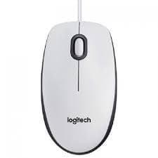 Logitech M100 Wired Mouse — 1000 DPI Optical, USB-A, Ambidextrous, White (910-006764)