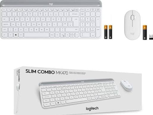 Logitech MK470 Slim Wireless Keyboard & Mouse Combo — 2.4GHz, Low-profile, Whisper-quiet, Off-White (920-009205)