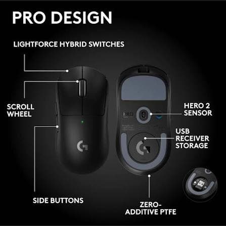Logitech Pro X Superlight 2 SE Wireless Gaming Mouse — HERO 2, 44K DPI, 8K Polling, USB-C, Black (910-007553)