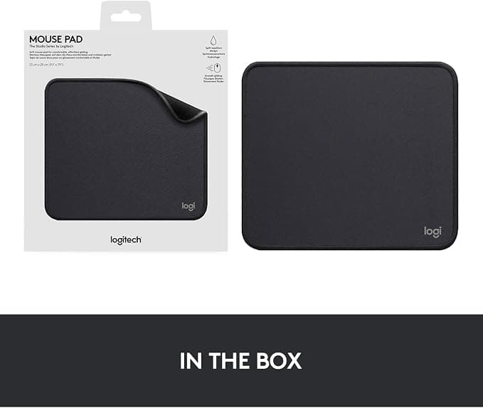 Logitech Studio Series Mouse Pad — Spill-resistant, Anti-slip Rubber Base, Graphite