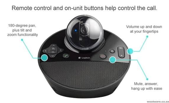 Logitech BCC950 ConferenceCam — 1080p Camera + Speakerphone, Motorized Pan/Tilt, Remote (960-000867)