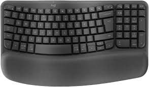 Logitech Wave Keys Wireless Ergonomic Keyboard — Bluetooth/Bolt, Cushioned Palm Rest, Quiet (920-012334)