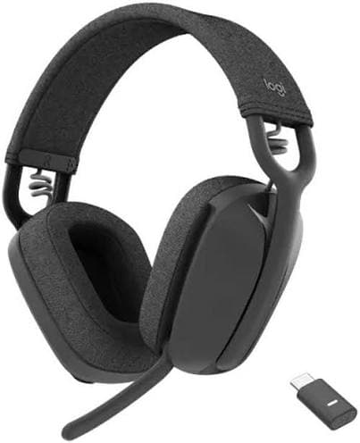 Logitech Zone Vibe Wireless Headset for Business — Bluetooth + USB Receiver, Noise-cancelling Mics, 18h (981-001199)