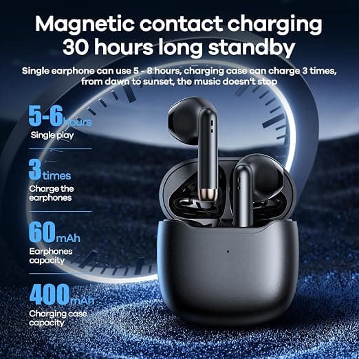 REMAX Wireless Earbuds — Bluetooth 5.3, Noise Cancellation, 30h Playtime, IPX5, Semi In-ear, Black
