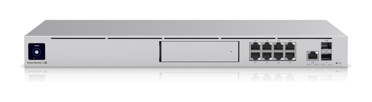 Ubiquiti UniFi Dream Machine SE — Gateway/Controller, 10G SFP+ WAN, 2.5GbE, 180W PoE, NVR Bay, 1U (UDM-SE)