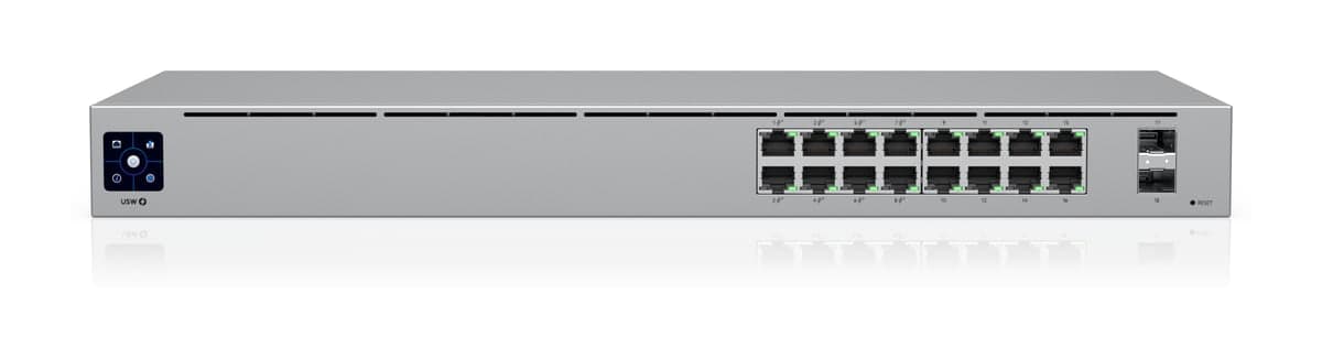 Ubiquiti UniFi Switch 16 PoE — 16× GbE (8 PoE), 2× 1G SFP, 1U (USW-16-POE)