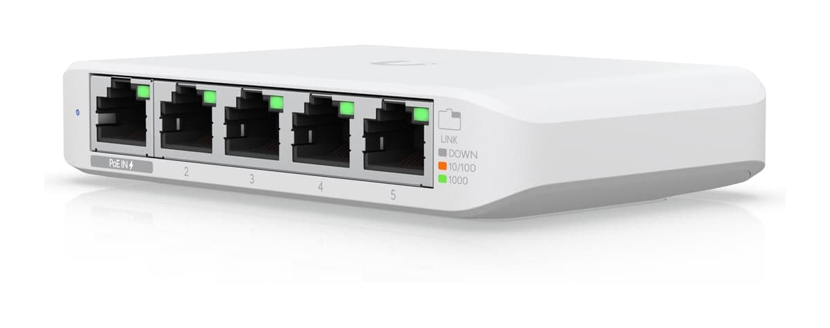 Ubiquiti UniFi Switch Flex Mini — 5× GbE Desktop Switch, USB-C or PoE Powered (USW-FLEX-MINI)