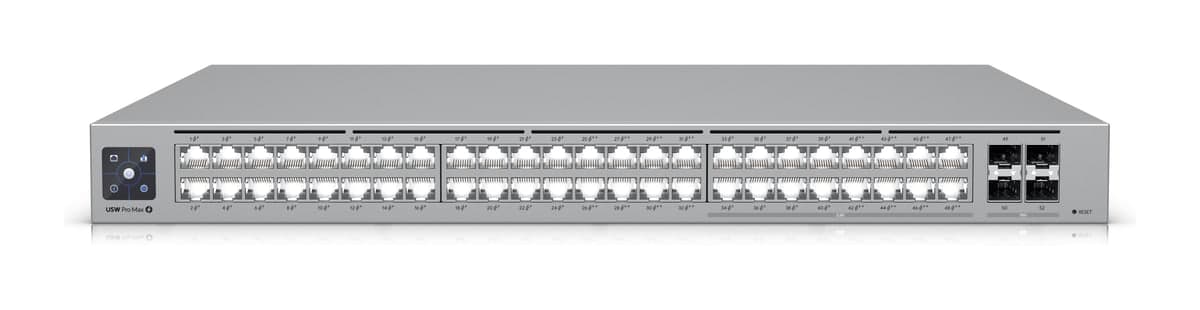 Ubiquiti UniFi Switch Pro Max 48 PoE — 48× 2.5GbE PoE+/PoE++, 4× 10G SFP+, 1U (USW-PRO-MAX-48-POE)