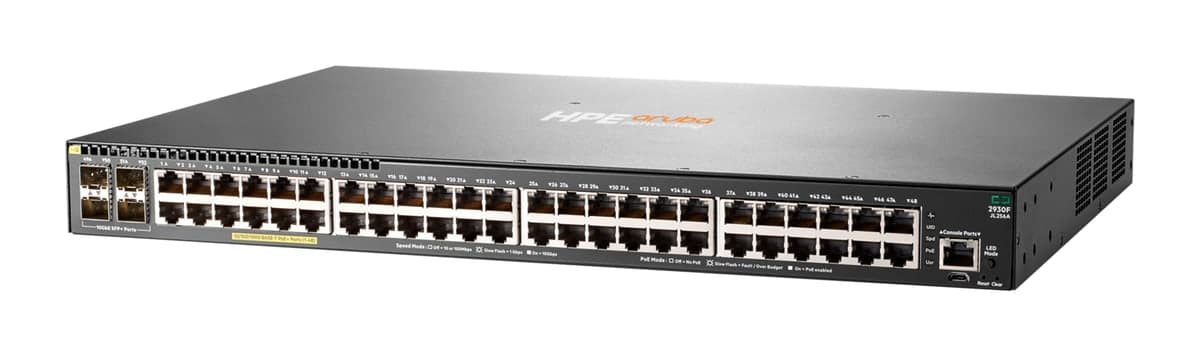 HPE Aruba Networking 2930F 48G PoE+ 4SFP+ Switch — 48× Gigabit PoE+, 4× 10G SFP+, 370W (JL256A)