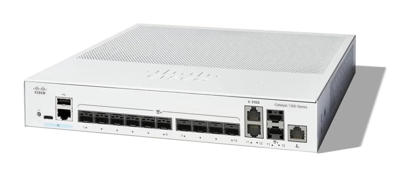 Cisco Catalyst 1300 Switch — 10× 10G SFP+, 2× 10G Copper/SFP+ Combo, Stackable (C1300-12XS)