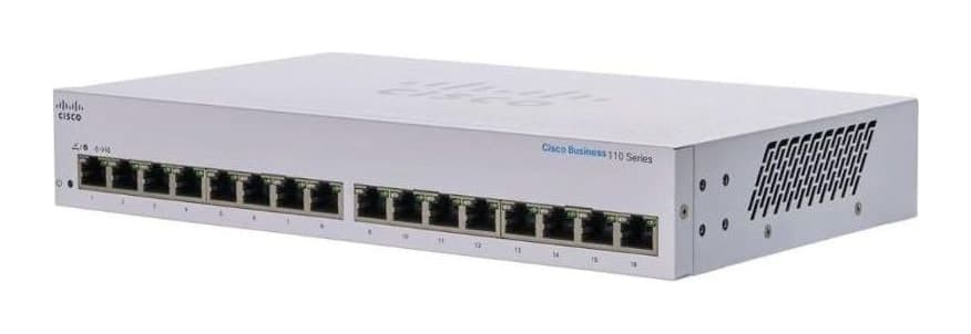 Cisco Business 110 Unmanaged Switch — 16× Gigabit, Fanless (CBS110-16T-UK)