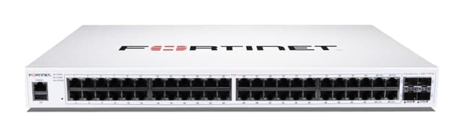 Fortinet FortiSwitch 148F-FPOE — 48× GE RJ45 PoE+, 4× 10G SFP+, 740W PoE (FS-148F-FPOE)