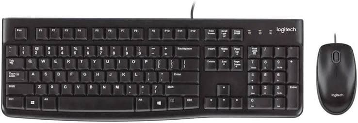Logitech MK120 Wired Keyboard & Mouse Combo — USB, Full-size, Spill-resistant (Arabic) (920-002546)