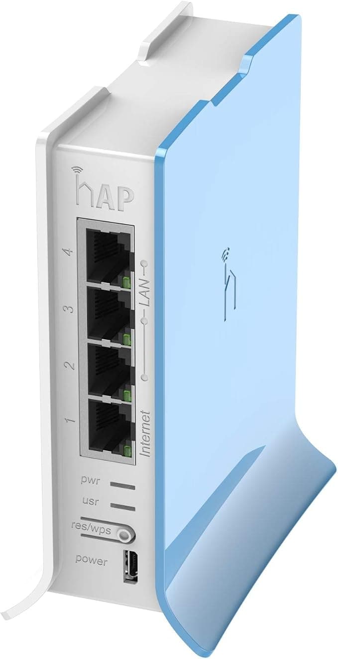 MikroTik hAP lite — 2.4GHz Wi-Fi 4 Router, 4× Fast Ethernet, Tower Case (RB941-2nD-TC)