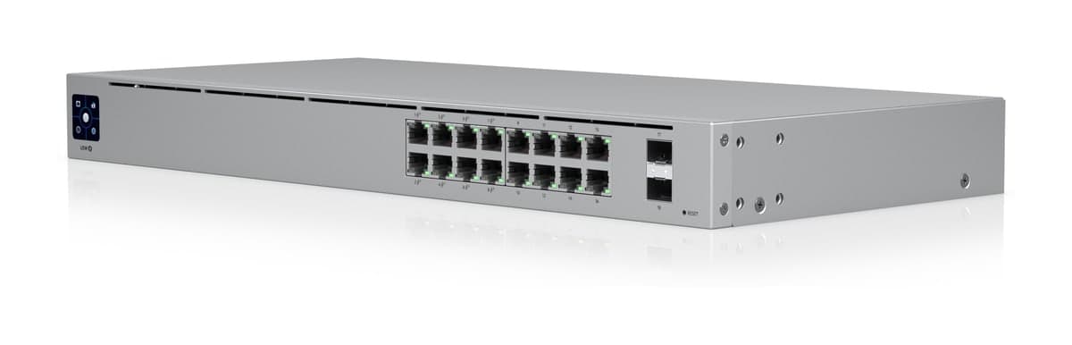 Ubiquiti UniFi Switch 16 PoE — 16× GbE (8 PoE), 2× 1G SFP, 1U (USW-16-POE)